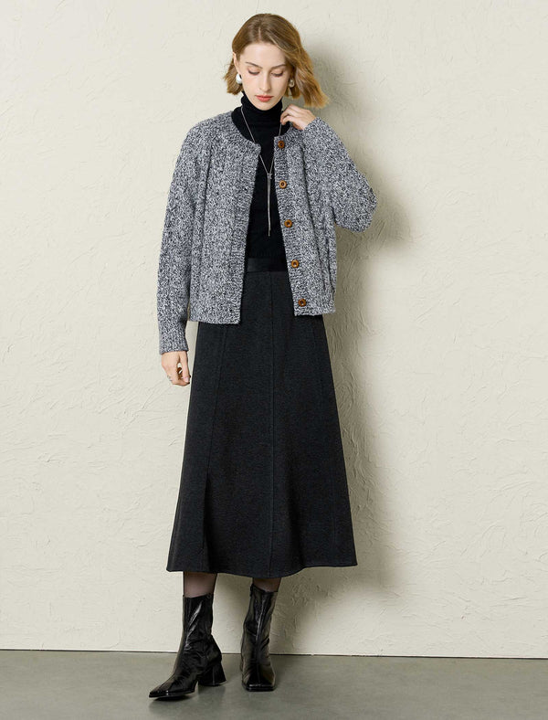 Marled Cable-Knit Cardigan