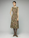 Floral Pattern Crewneck Sleeveless A-Line Midi Dress