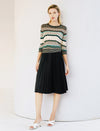 Multi-Color Chevron 3/4 Sleeve Knit Top