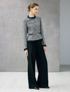 Wool Blend Plaid Crewneck Long Sleeve Jacket