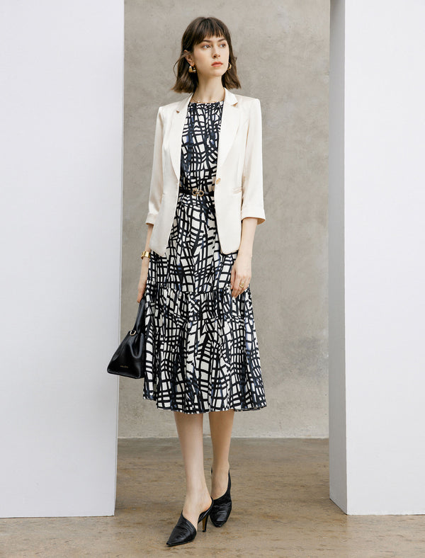 Three Quarter Sleeve Satin Blazer