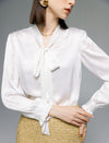 V-Neck Tie-Waist Long-Sleeve Blouse