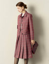 Plaid Jacket and Pleated Skirt Two-Piece Set