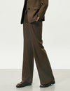 Brown High-Waisted Loose Straight Leg Suit Pants