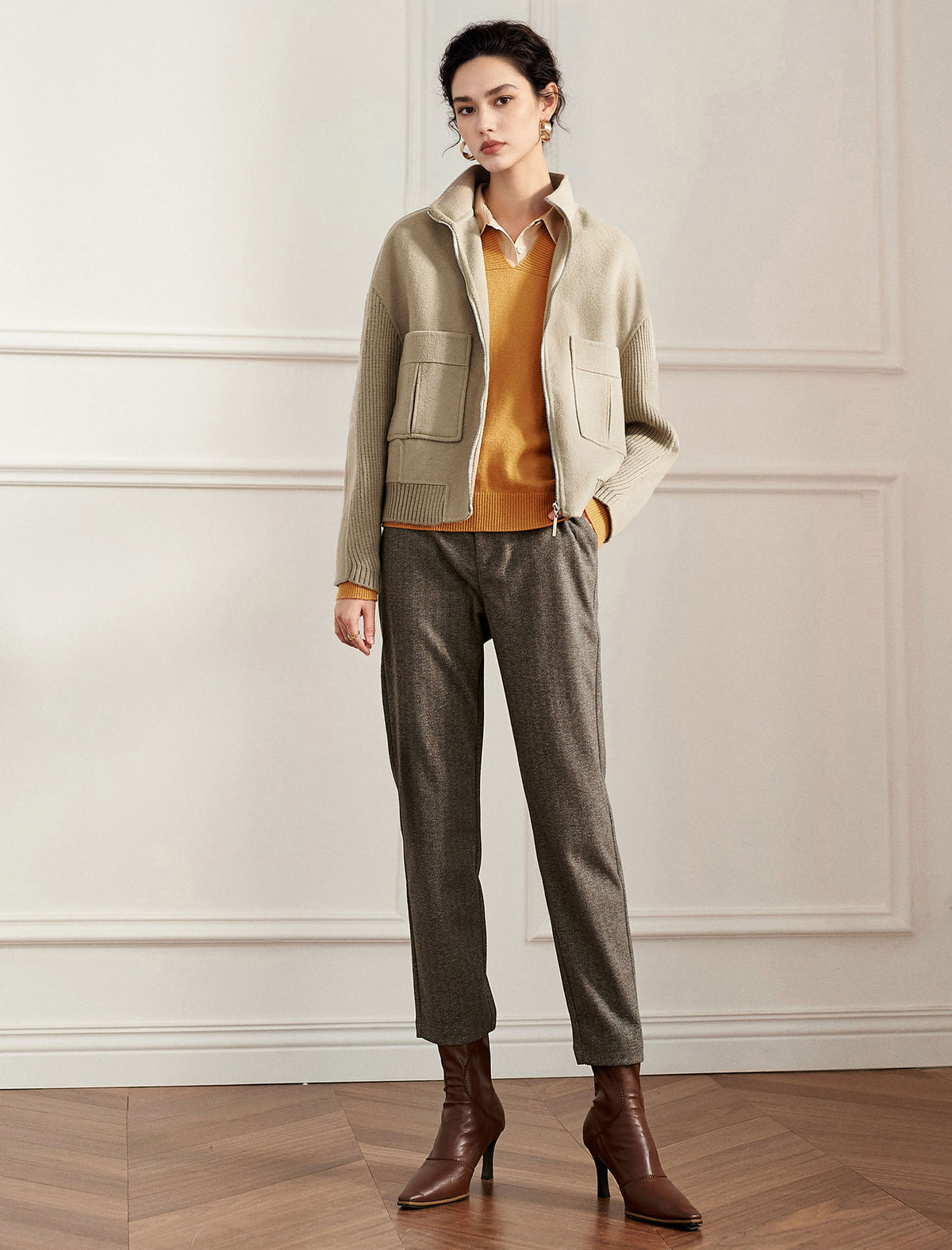 Wool Blend Cropped Jacket