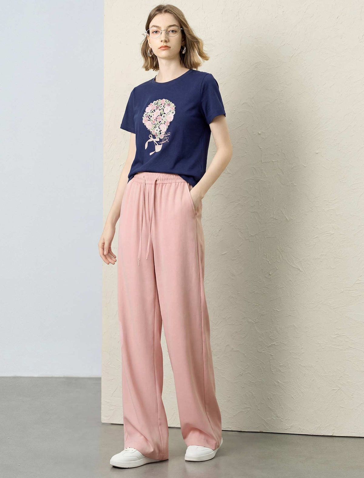 Drawstring Wide‑Leg Casual Pants