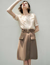Ruffle Collar Striped Puff Sleeve Short Sleeve Top