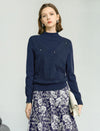 Wool Blend Mock Neck Jacquard Knit Sweater