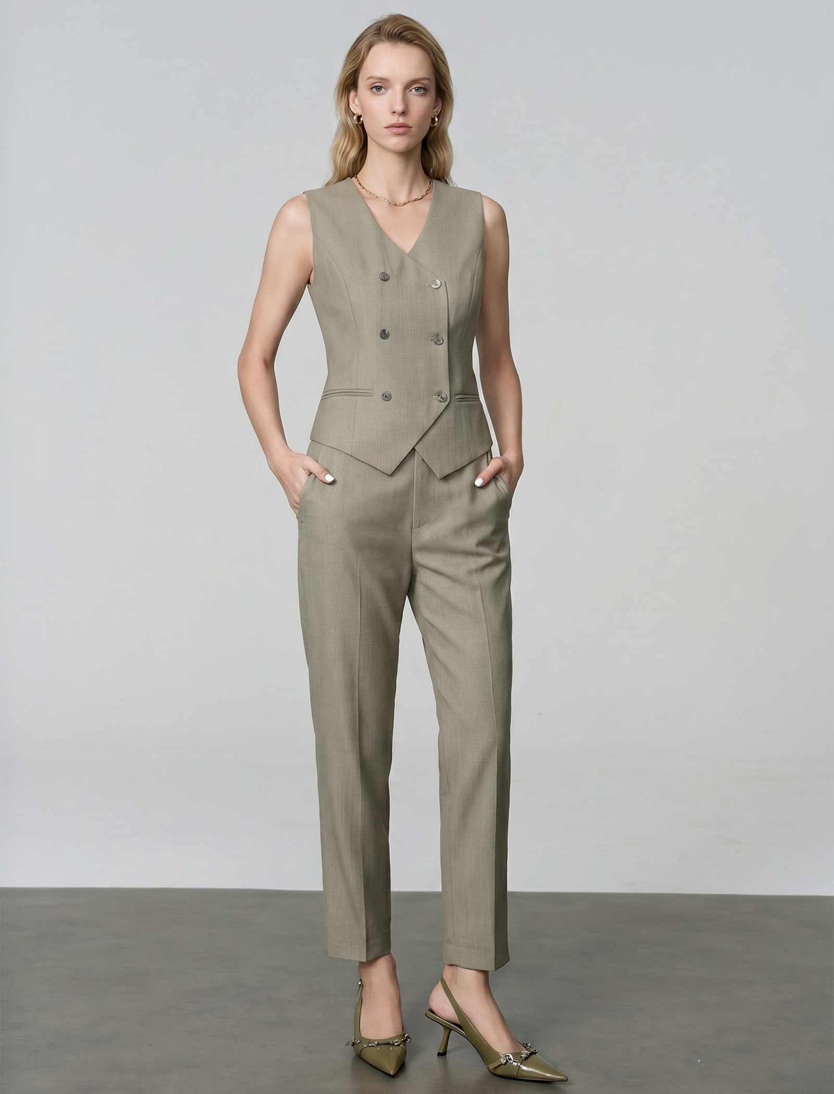 Structured Double-Breasted Vest