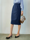 Navy Blue Pencil Midi Skirt