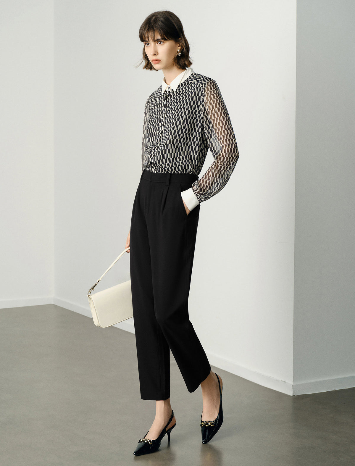 Checkered Button Up Blouse