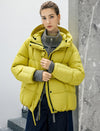 Hooded Dual-Drawstring Zip-Front Cropped Puffer Jacket