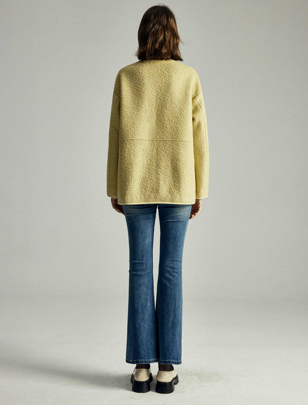 Wool-Blend Pocket Detail Bomber Jacket