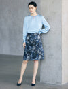 Vintage Floral Print Straight Knee-Length Skirt