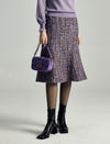 Dark Purple Tweed Fishtail Midi Skirt