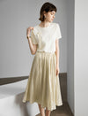 Solid Color Pleated Midi Skirt