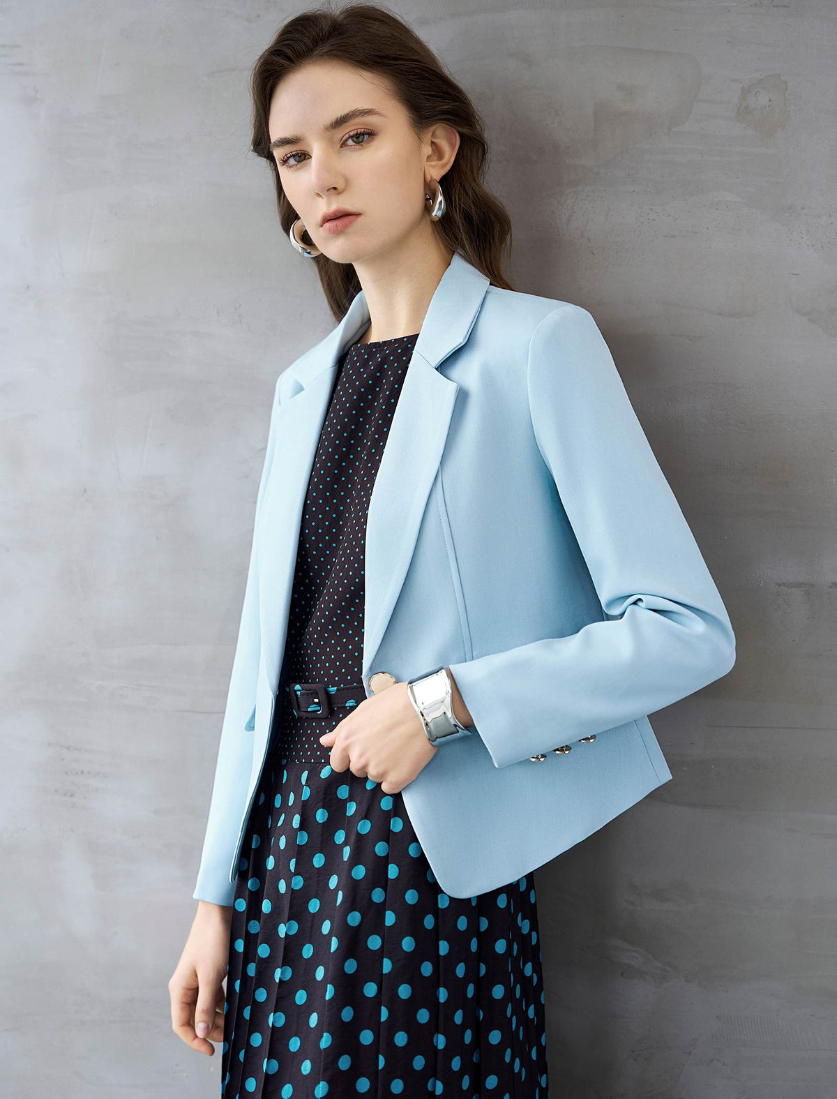 Sky Blue Cropped Blazer