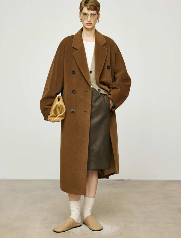 Wool-Cashmere Blend Double-Breasted Maxi Coat