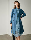 Blue Double-Breasted Trench Coat