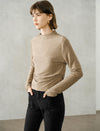Ruched Slim Fit Mock Neck Long-Sleeve Knit Top