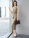 Taupe Tailored Belted Vest