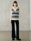 Geometric Jacquard V-Neck Straight-Fit Knit Vest
