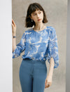 Floral Print Round Neck Puff Sleeve Top