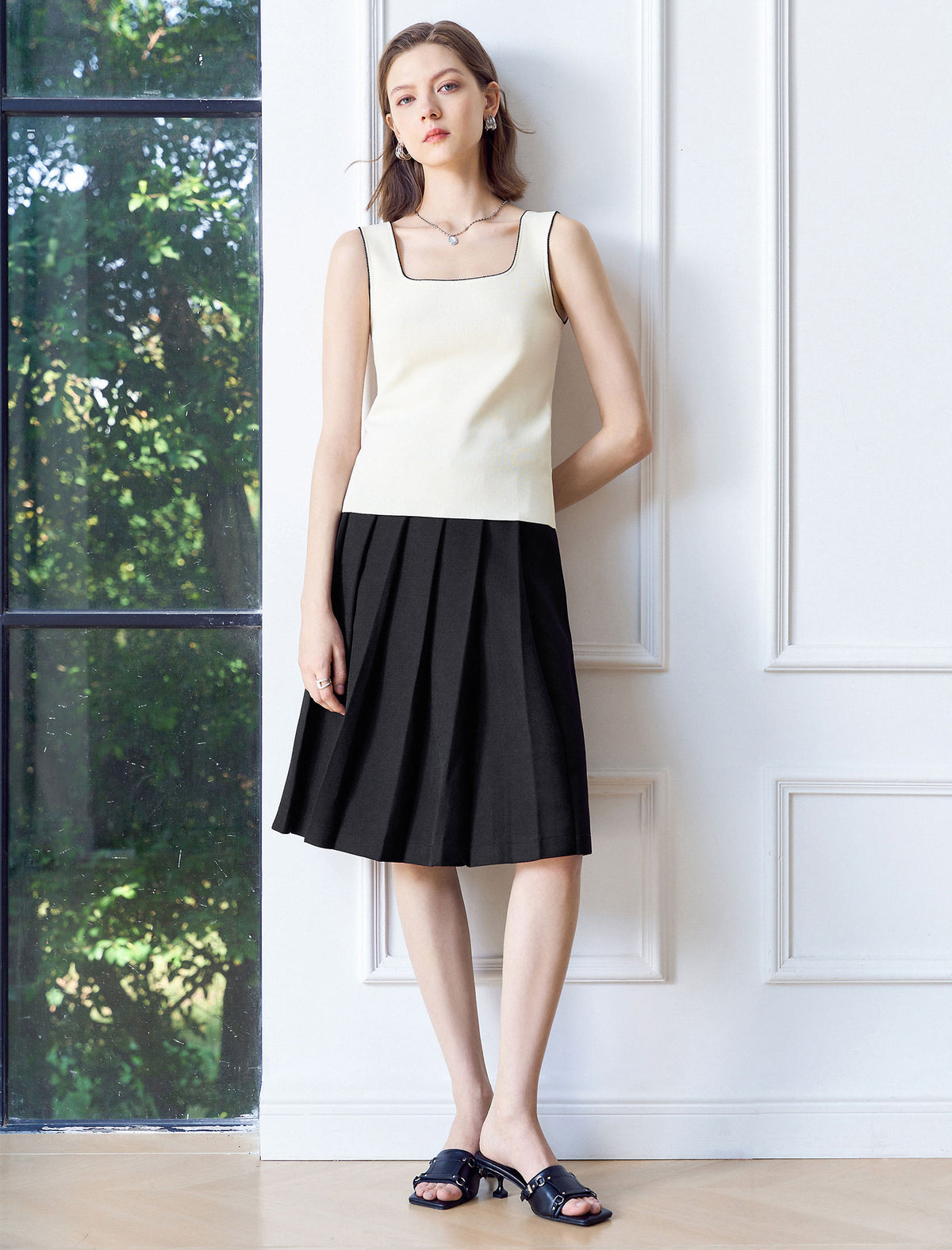 Square‑Neck Knit Tank Top