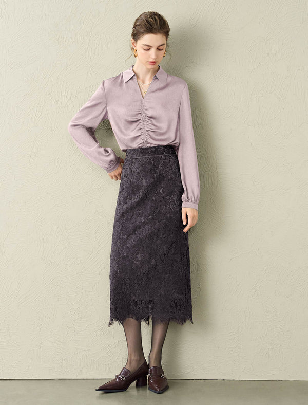 Ruched Front Collared Shirt