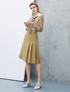 Asymmetric Solid Color Pleated Skirt