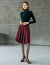 Sparkle Tweed Box-Pleated Knee-Length Skirt