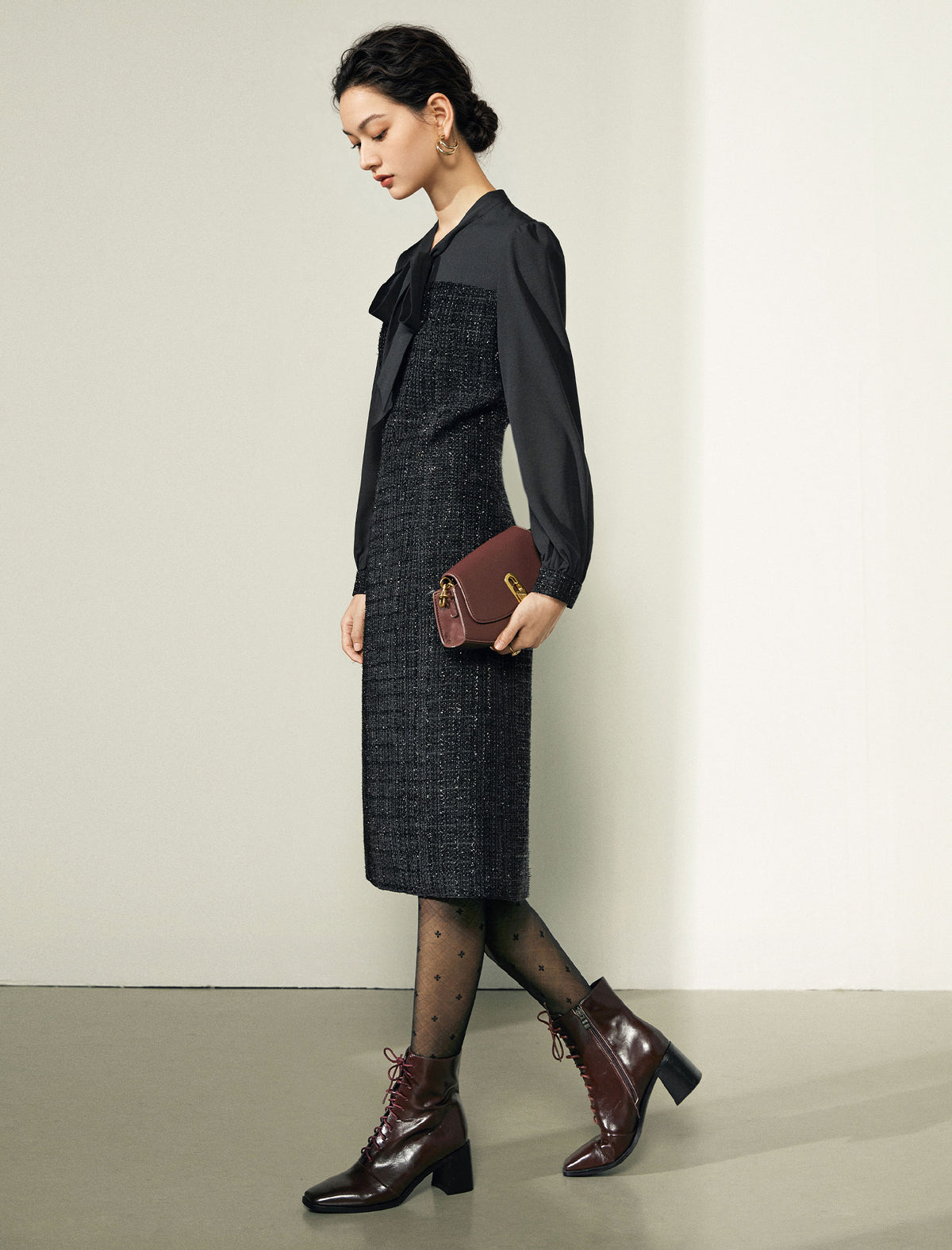 Classic Textured Fitted Dress