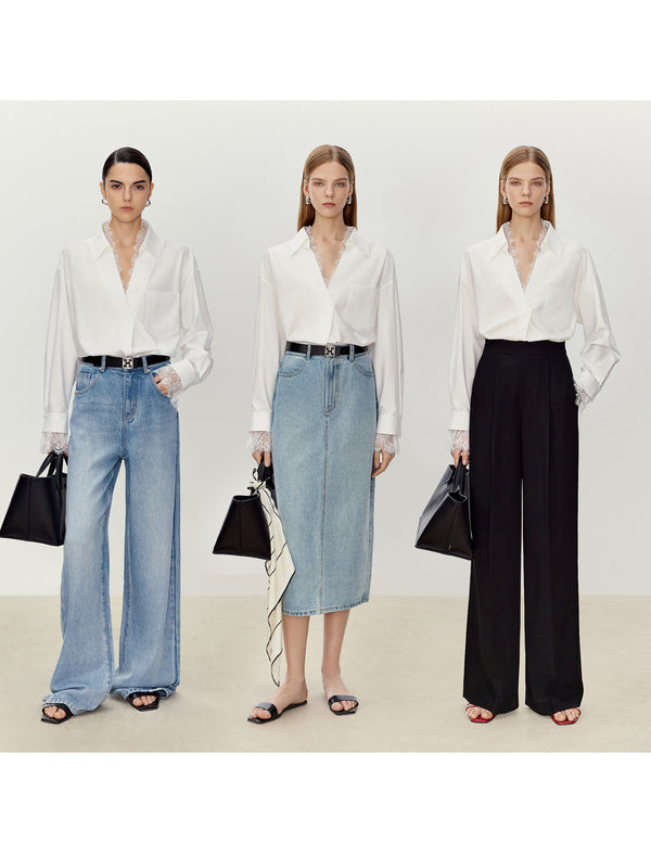 Lace Detail V-Neck Blouse