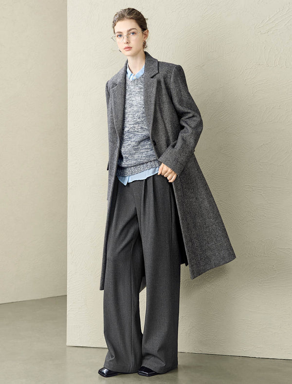 Herringbone Wool-Blend Coat