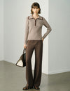 Half Zip Contrast Trim Knit Sweater