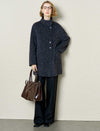 Wool-Alpaca Blend Stand Collar Textured Coat