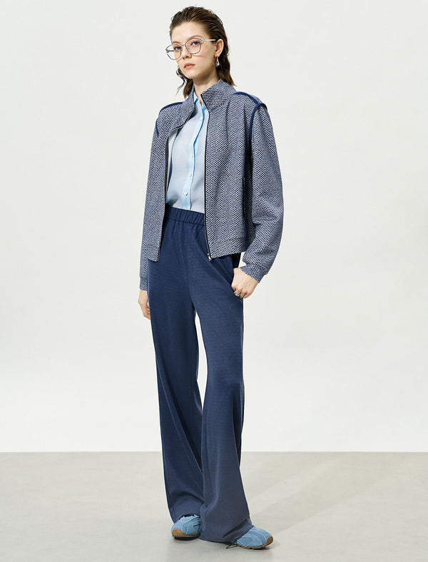 Blue Checkered Zip-Up Jacket