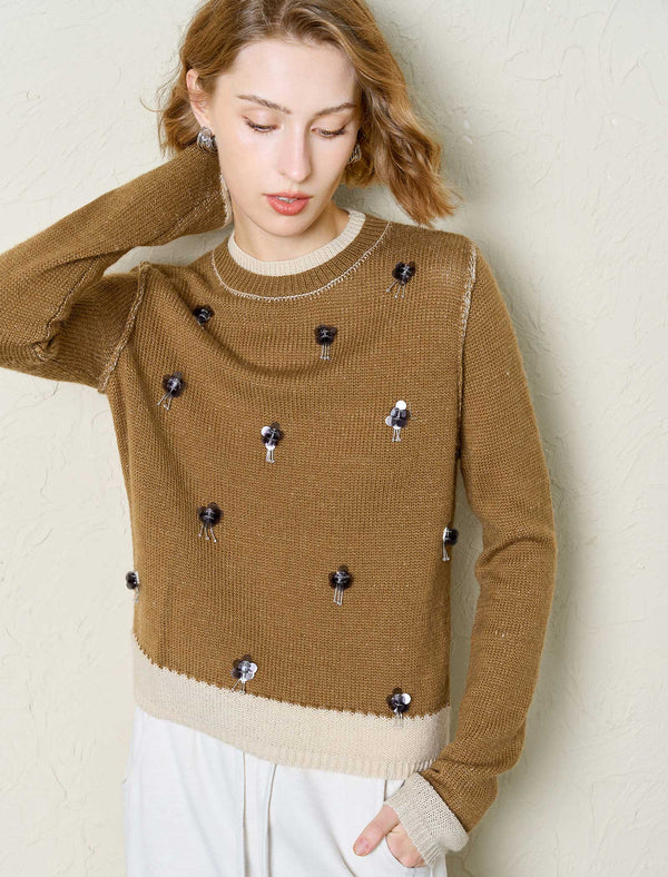 100% Wool Embellished Sweater