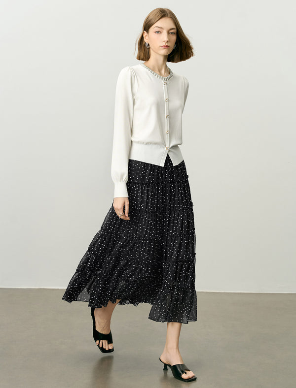 White Minimalist Loose Knit Round Neck Sweater