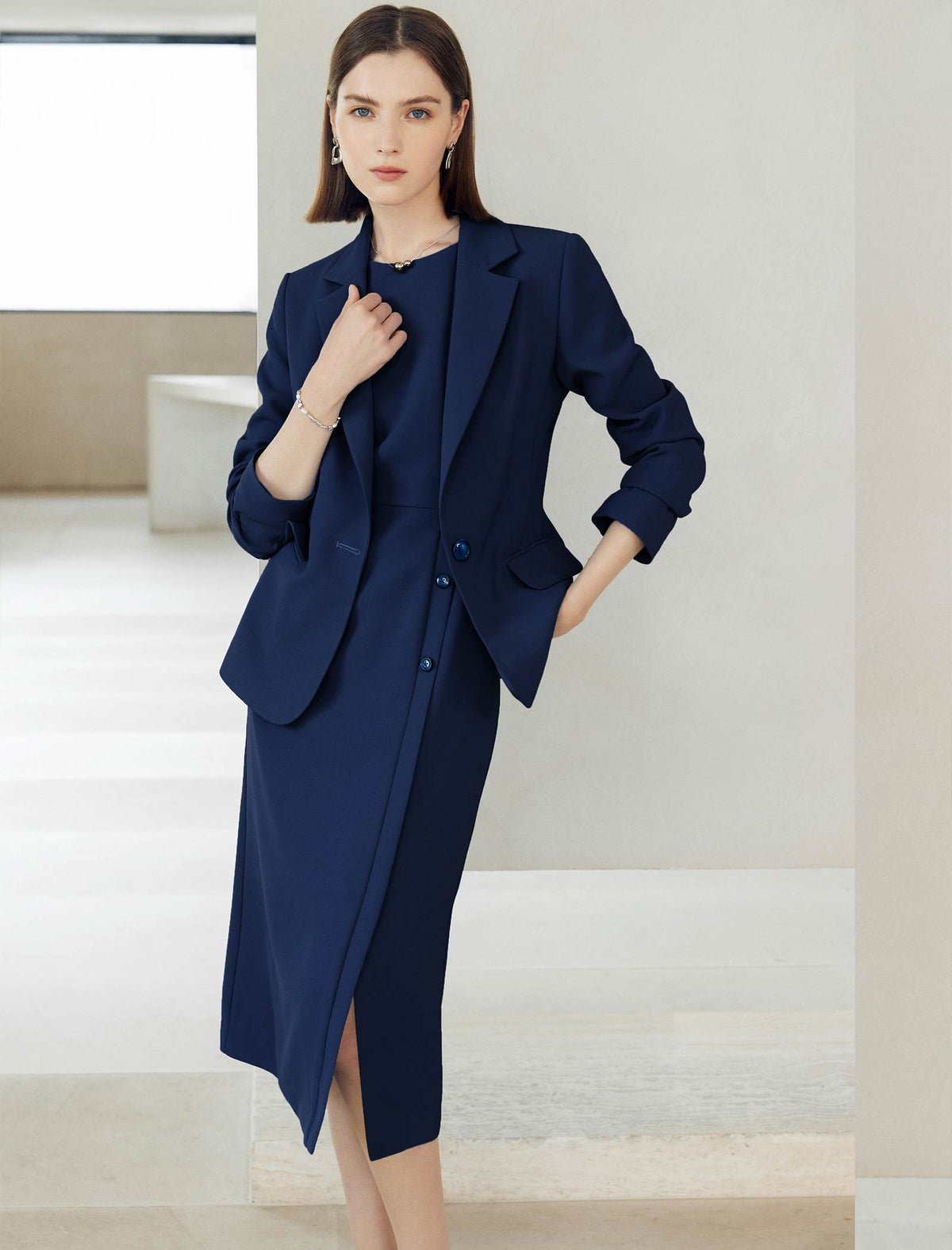 Classic Single Button Tailored Blazer