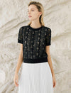 Black Lace Crew Neck Short Sleeve Top