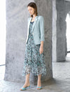 Light Blue 3/4 Sleeve Cropped Blazer