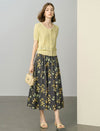 Floral Pleated Midi Skirt