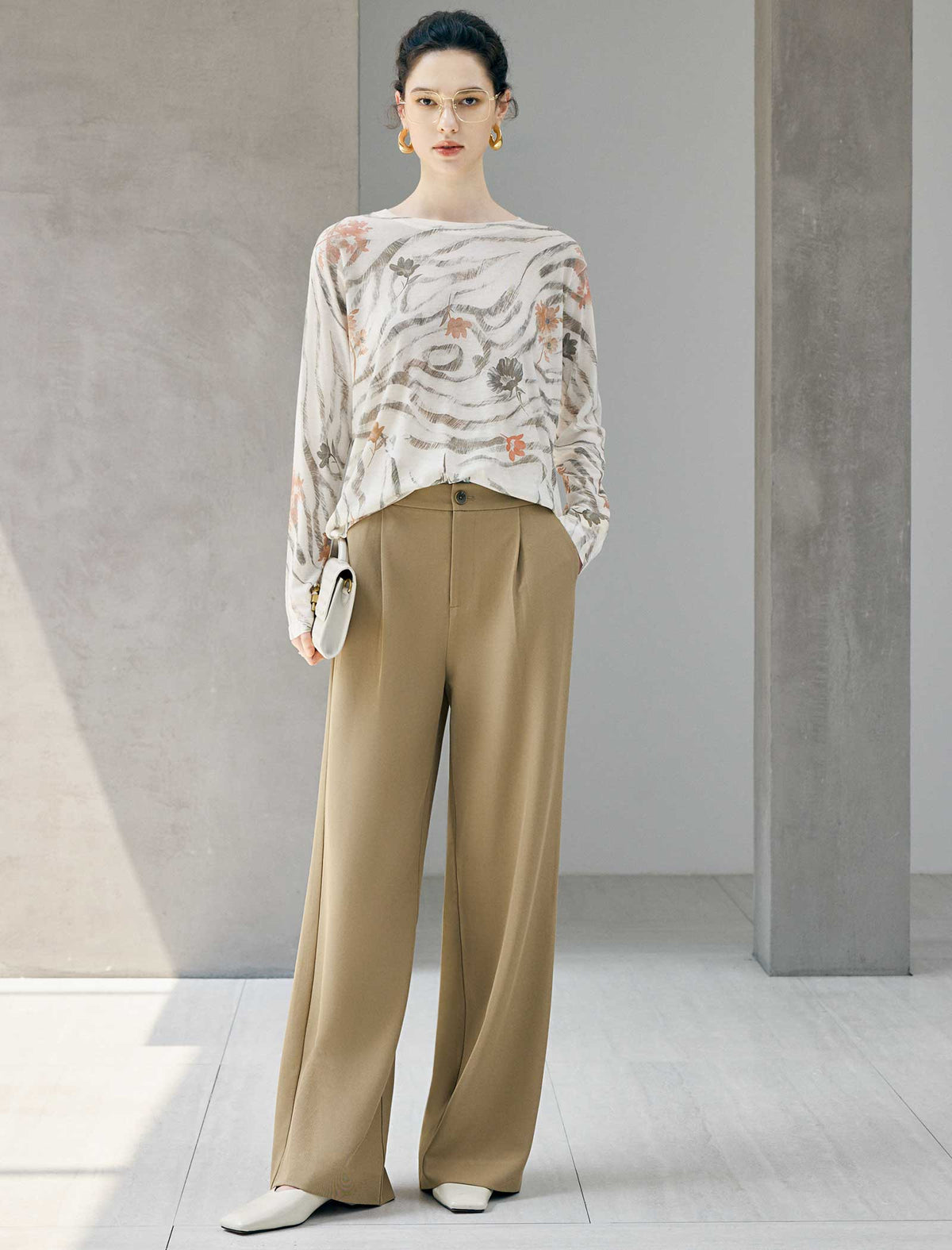 High Waist Pleated Wide Leg Dress Pants