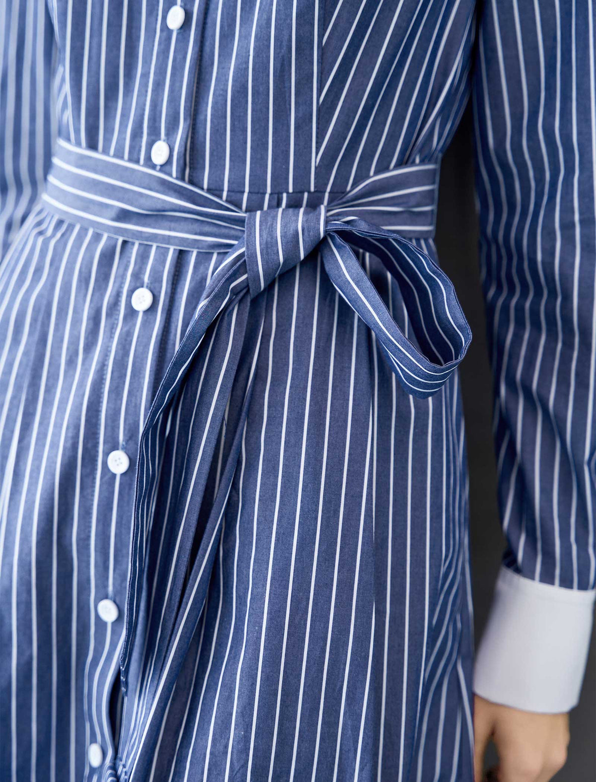Striped Shirt Cotton Midi Dress