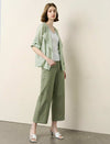 Light Sage Roll Tab Sleeve Open Front Moto Jacket