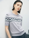 Fair Isle Pattern Short Sleeve Knit Cardigan