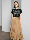 Crinkled Metallic Midi Skirt