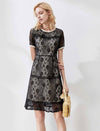 Elegant Openwork Lace A-Line Midi Dress