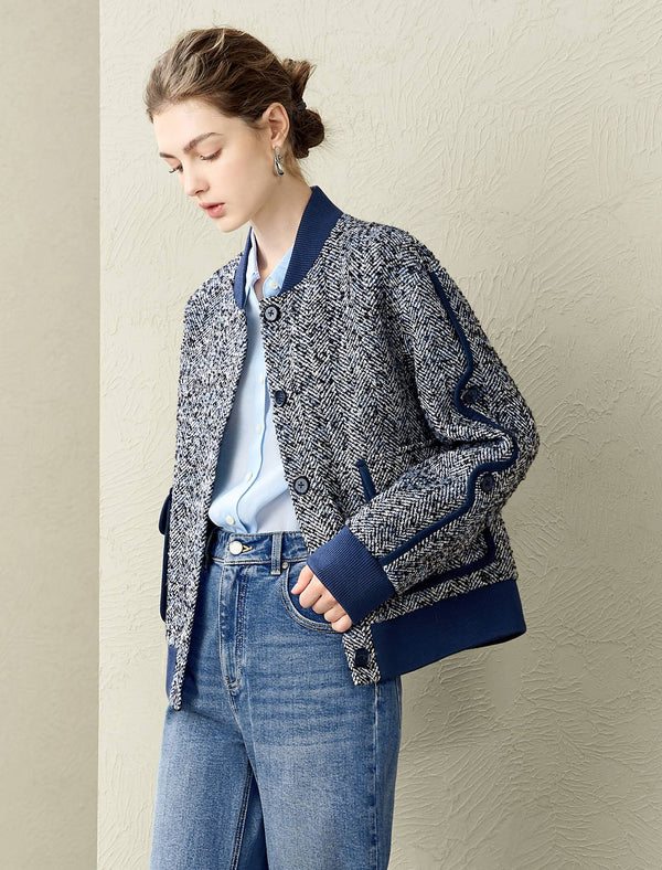 Tweed Wool-Blend Bomber Jacket